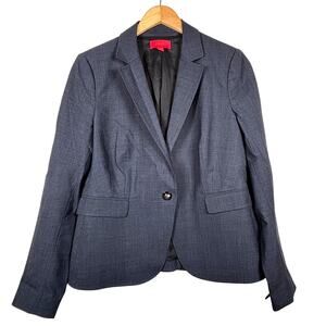 La Via 18 Marled Navy Fine Tweed Wool Suit Blazer and Wide Leg Pants Size‎ 10